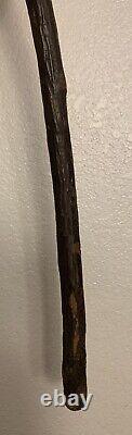 Antique Old Mans Face Carving Wooden Walking Stick Cane- 39 American Folk Art