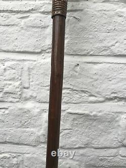 Antique Old RARE Wooden Round Root Ball Walking Stick