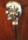 Antique Old Wooden Walking Stick Cane Silver Tone Head Late 19th Century