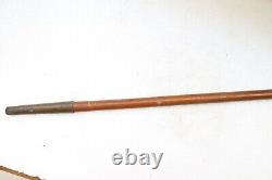 Antique Original Fine Jade Inlay Handle Wooden Swagger Walking Stick NH3547