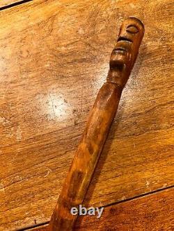 Antique Primitive Wooden Walking Stick Cane Unique Tribal