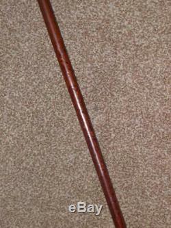 Antique Rounded Wooden Topped Gents Rosewood Gadget Walking Stick/Cane 89.5cm