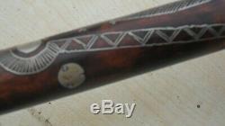 Antique Russian Wooden Inlaid Silver Walking Cane Stick Very Rare