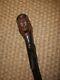 Antique Rustic Wooden Walking Cane/stick With Hand Carved Face With Glass Eyes