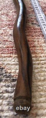 Antique Solid Macassar Ebony Wood Walking Stick Vintage Wooden Dragon Handle