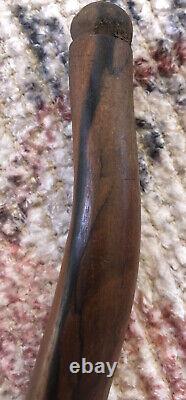 Antique Solid Macassar Ebony Wood Walking Stick Vintage Wooden Dragon Handle