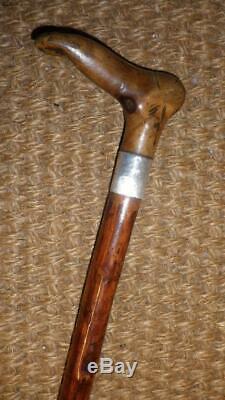 Antique Solid Wooden Hand Carved Foot Walking Stick/Dress Cane'C. A. S