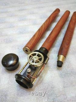Antique Universal Steampunk Steam Engine Brass Handle Wooden Walking Cane