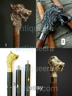 Antique Victorian Lot Of 4 Vintage Wooden Walking Stick Cane & 20 Rubber Tips