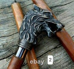 Antique Victorian Lot Of 4 Vintage Wooden Walking Stick Cane & 20 Rubber Tips