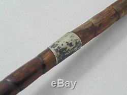 Antique Vintage Carved Wooden & Sterling Silver Walking Stick