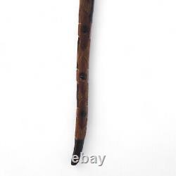 Antique Vintage Hand Carved African Mask Floral Wooden Walking Stick / Cane