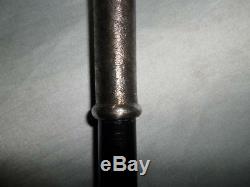 Antique/Vintage Silver Crook Handle Wooden Walking Stick- Initials'M. J.' 90.5cm
