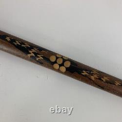 Antique Vintage Zakopane Floral Carved Wooden Walking Stick Cane Polish