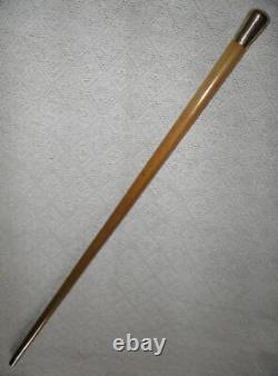 Antique Walking Stick / Cane Hallmarked 14 Carat Gold Engraved Pommel Malacca