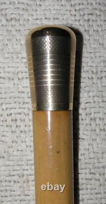 Antique Walking Stick / Cane Hallmarked 14 Carat Gold Engraved Pommel Malacca