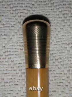 Antique Walking Stick / Cane Hallmarked 14 Carat Gold Engraved Pommel Malacca