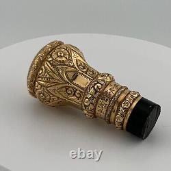 Antique Walking Stick Cane Handle Ornate Repoussé Gold Filled Engraved 1889