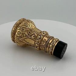 Antique Walking Stick Cane Handle Ornate Repoussé Gold Filled Engraved 1889