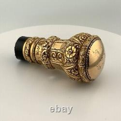 Antique Walking Stick Cane Handle Ornate Repoussé Gold Filled Engraved 1889