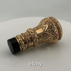 Antique Walking Stick Cane Handle Ornate Repoussé Gold Filled Engraved 1889