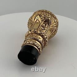 Antique Walking Stick Cane Handle Ornate Repoussé Gold Filled Engraved 1889