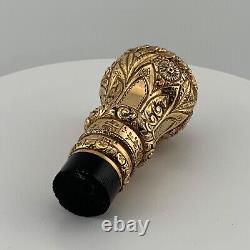 Antique Walking Stick Cane Handle Ornate Repoussé Gold Filled Engraved 1889