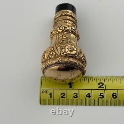 Antique Walking Stick Cane Handle Ornate Repoussé Gold Filled Engraved 1889