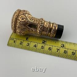 Antique Walking Stick Cane Handle Ornate Repoussé Gold Filled Engraved 1889