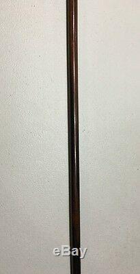 Antique Wooden Cane Walking Stick With Sterling Silver Tip 35 Vintage