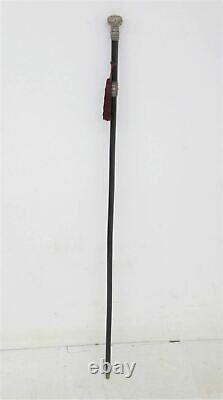 Antique Wooden Metal Fox Head Mounted Tasselled Walking Stick Length 93cm