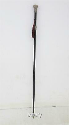 Antique Wooden Metal Fox Head Mounted Tasselled Walking Stick Length 93cm