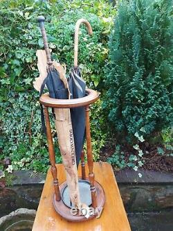 Antique Wooden Umbrella / Walking Stick Stand Round