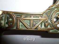 Antique Wooden Walking Stick- Brass Handle with Mining/Machine/Tools Design 95cm