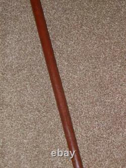 Antique Wooden Walking Stick/Cane With An Inset 1891 Copper One Penny Coin Top