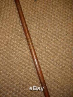 Antique Wooden Walking Stick/Cane With Gold Floral Inlay Design -95cm
