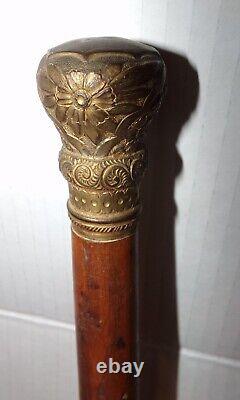 Antique Wooden Walking Stick Snake Handmade Hand Carved Glass Eyes Cane 36-1/2