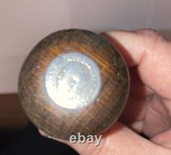 Antique Wooden Walking Stick With Coin In Top