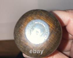 Antique Wooden Walking Stick With Coin In Top