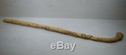 Antique Wooden Wood Carved Handmade Walking Stick Cane Wrapped Snake Design