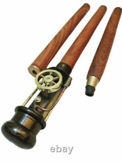 Antique brass steam engine wooden walking cane stick maritime gift canes decor