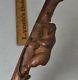 Antique Cane Walking Stick Hand Carved Bear Knobby Wooden Stick Original 1800