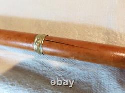 Antique carved wooden dog walking stick cane with glass eyes