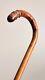 Antique Clook Handle Inlaid Metal Wire Wooden Walking Stick