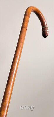 Antique clook handle Inlaid metal wire wooden walking stick