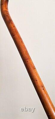 Antique clook handle Inlaid metal wire wooden walking stick