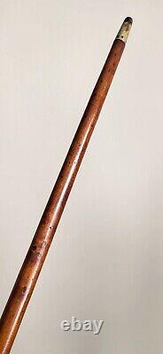 Antique clook handle Inlaid metal wire wooden walking stick