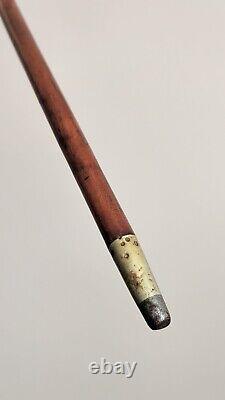 Antique clook handle Inlaid metal wire wooden walking stick