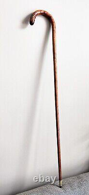 Antique clook handle Inlaid metal wire wooden walking stick