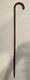 Antique Wooden Walking Stick Cane With Sterling And Animals Horn Very Nice